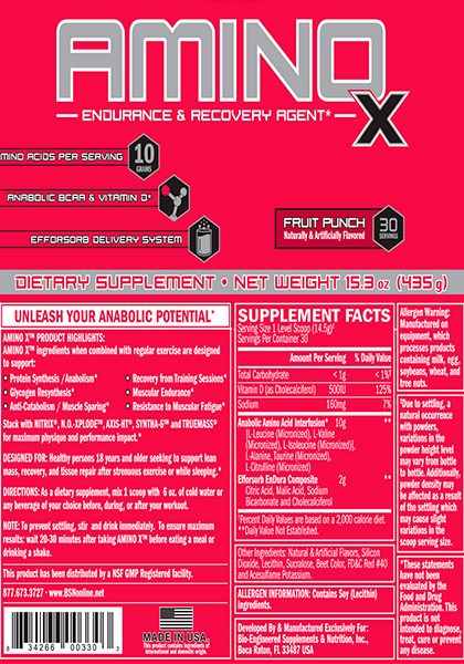bsn amino x supplement facts