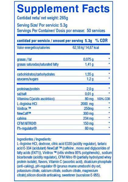 Big turrbo informacion nutricional ingredientes oxido nitrico