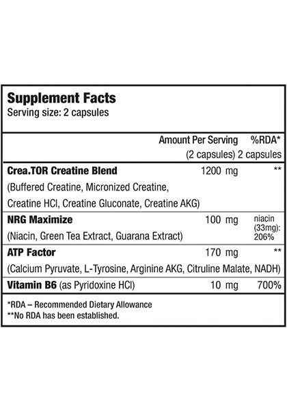 Crea.tor biotech usa supplement facts creatina avanzada