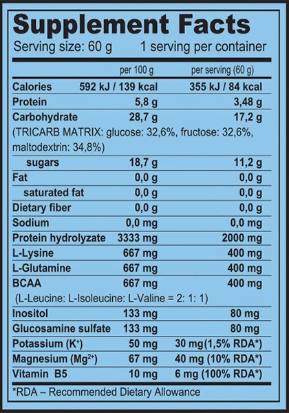 Gel recovery biotech usa supplement facts 60 gr