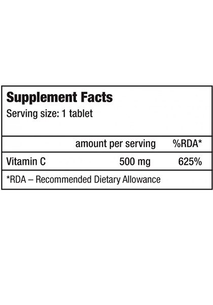 Vitamina c 500 mg biotech usa supplement facts 120 tabletas masticables