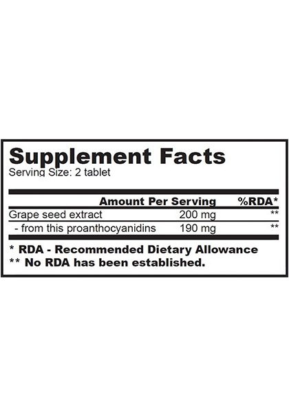 Grape seed semilla uva biotech usa supplement facts 70 tabletas