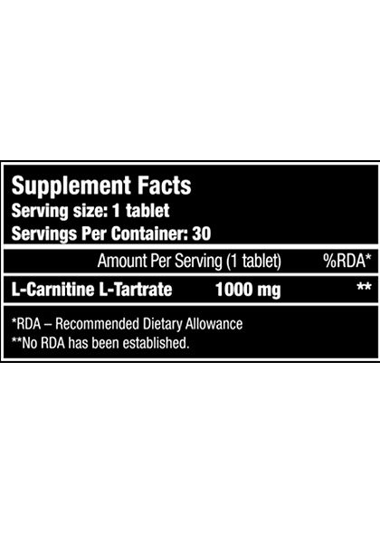 L-carnitina 1000 mg biotech usa supplement facts 100 tablets