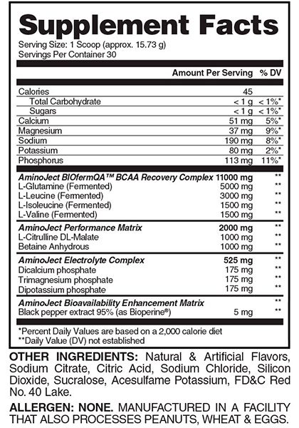 Aminoject evogen supplement facts